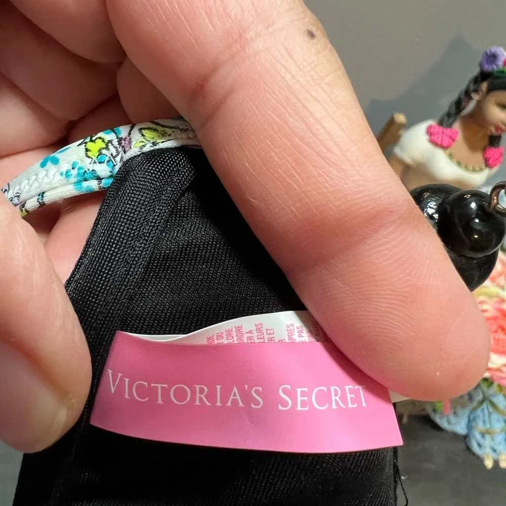 Victoria's Secret Black and Colorful Patterned Bikini Top - Picture 7 of 7